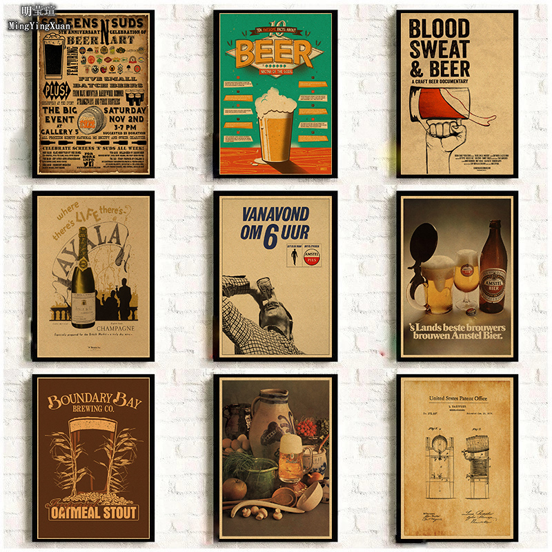 Wine Beer Mix - Vintage Beer Wine Drink Chart Collection