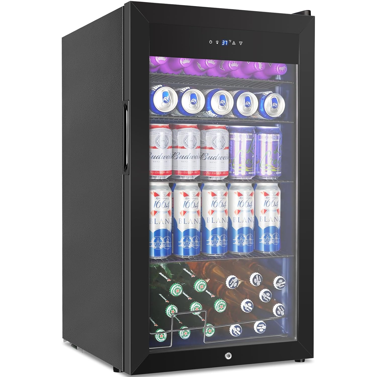 Wine Beer Fridge Small - 128 Cans Beverage Refrigerator Cooler, 3.2