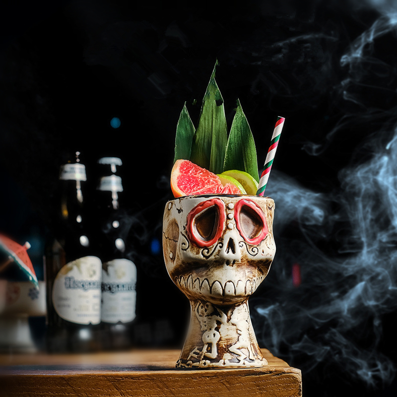 Halloween Skull Ceramic Mug -  - Wine Beer Mixed Drinks 评论和价格