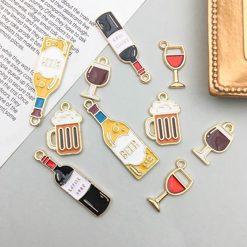 10pcs/lot Enamel Charms Red Wi - Wine Beer Mix 评论和价格