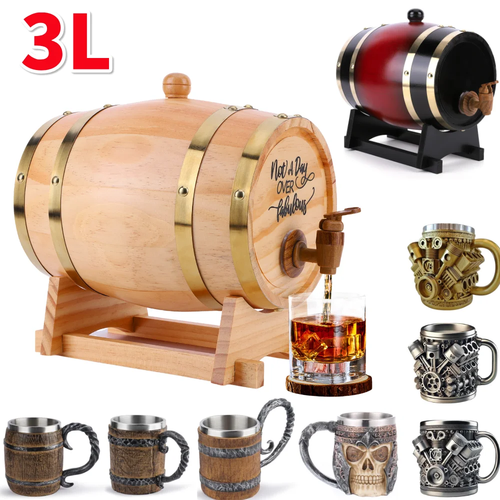 3L Wooden Whiskey Barrel with  - Wine Beer Tequila 评论和价格
