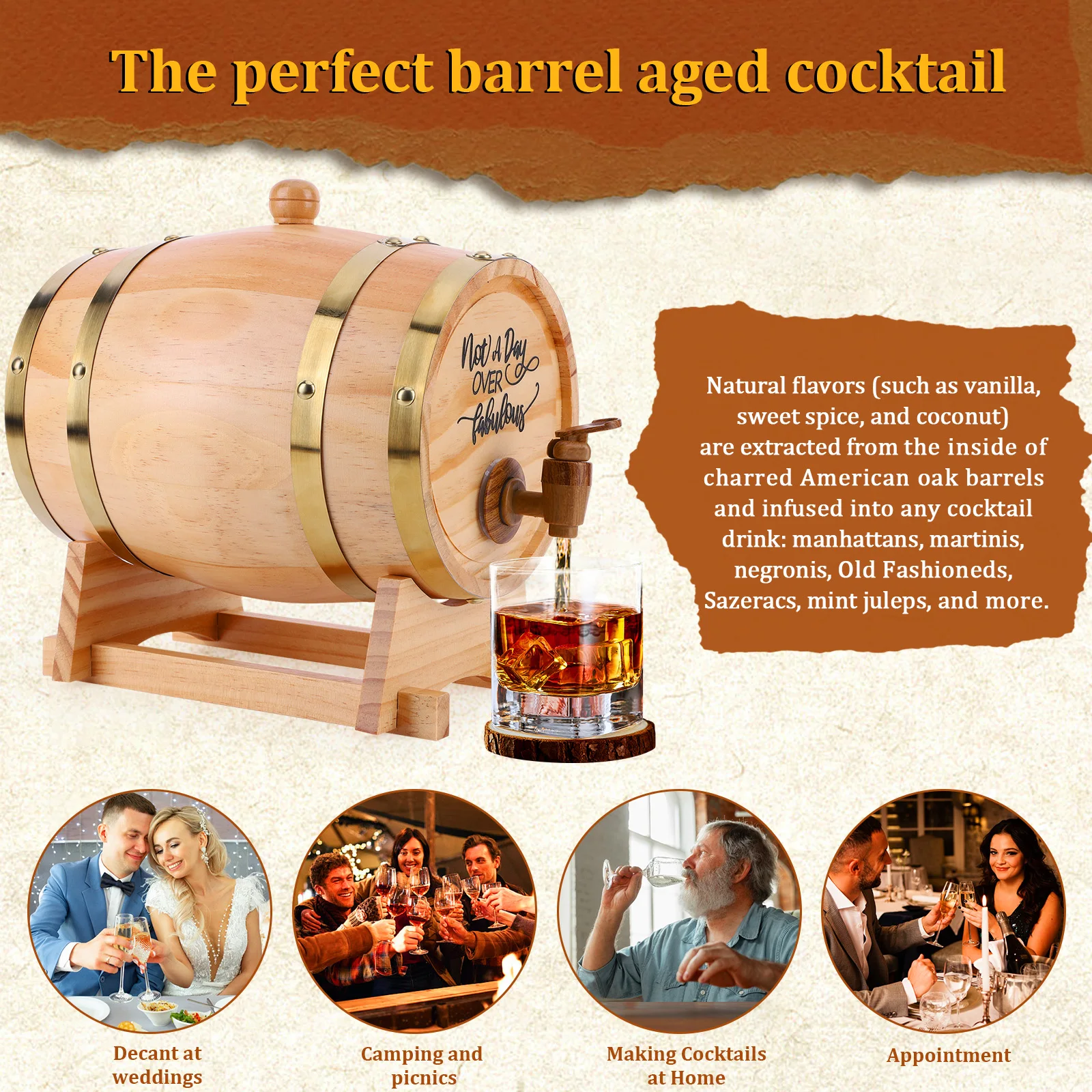 3L Wooden Whiskey Barrel with  - Wine Beer Tequila 评论和价格