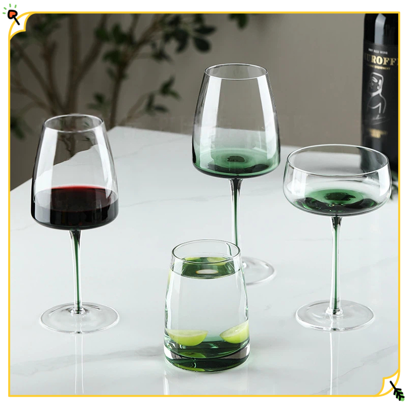 Hand Blown Green Crystal Wine  - Wine Glass Set Crystal 评论和价格