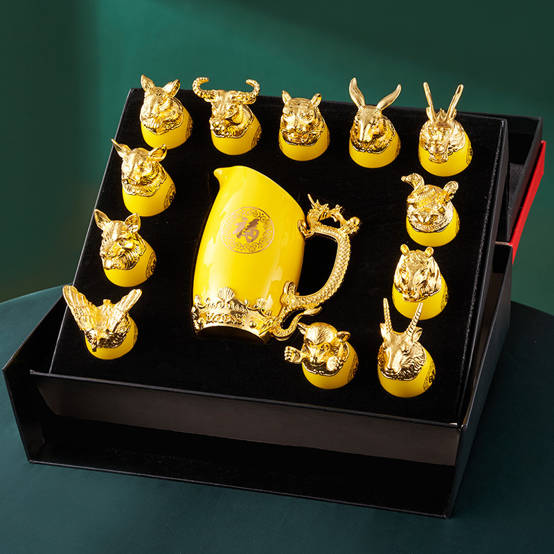 Gold-plated Twelve Animal Head - Wine Beer Tequila 评论和价格