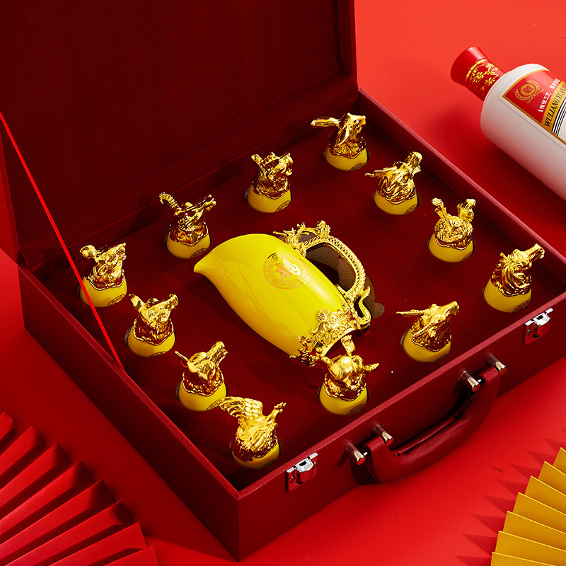 Gold-plated Twelve Animal Head - Wine Beer Tequila 评论和价格