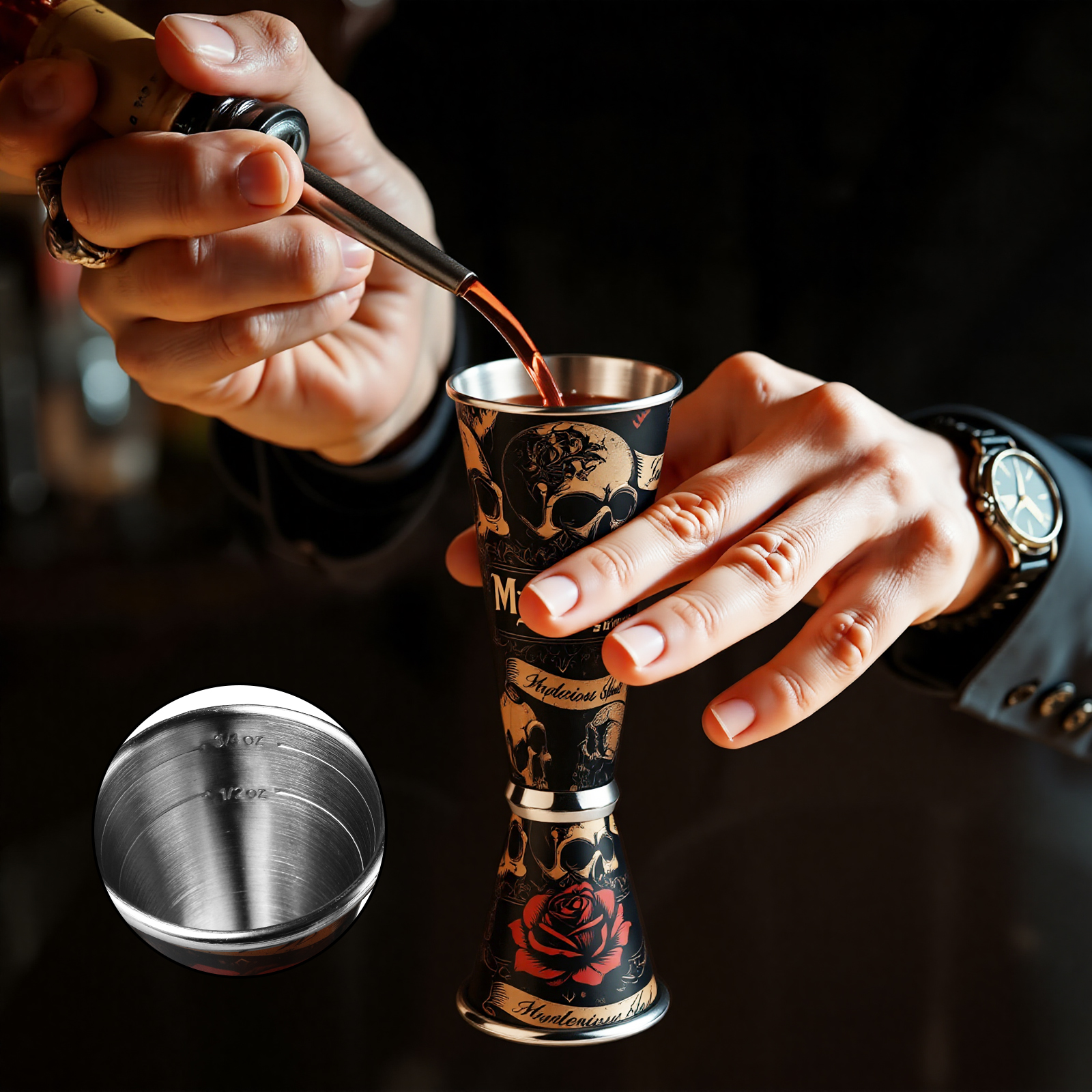30/60ml Retro Skull Cocktail W - Spirit Measure Jigger 评论和价格