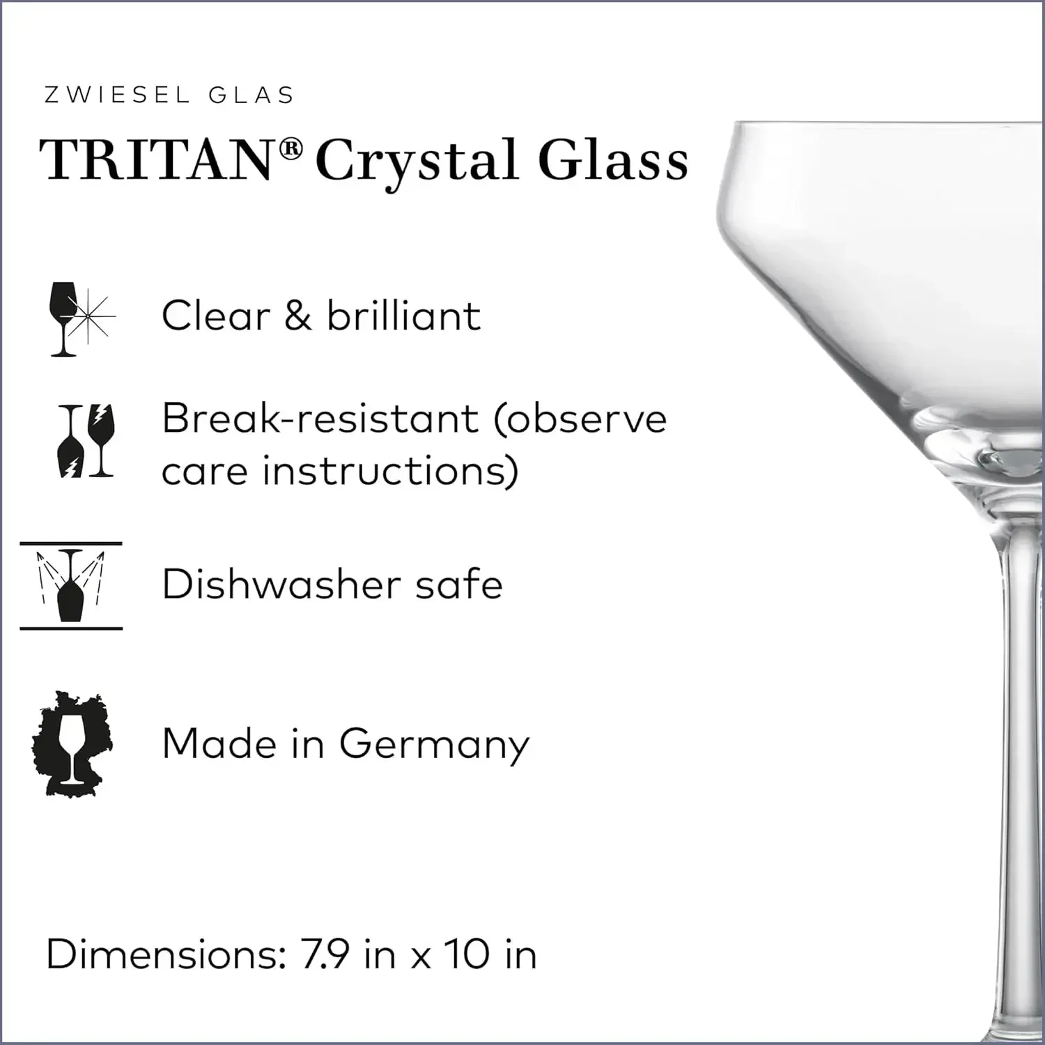 Pure Martini Glass (Set of 6), - Wine Glass Set Crystal 评论和价格