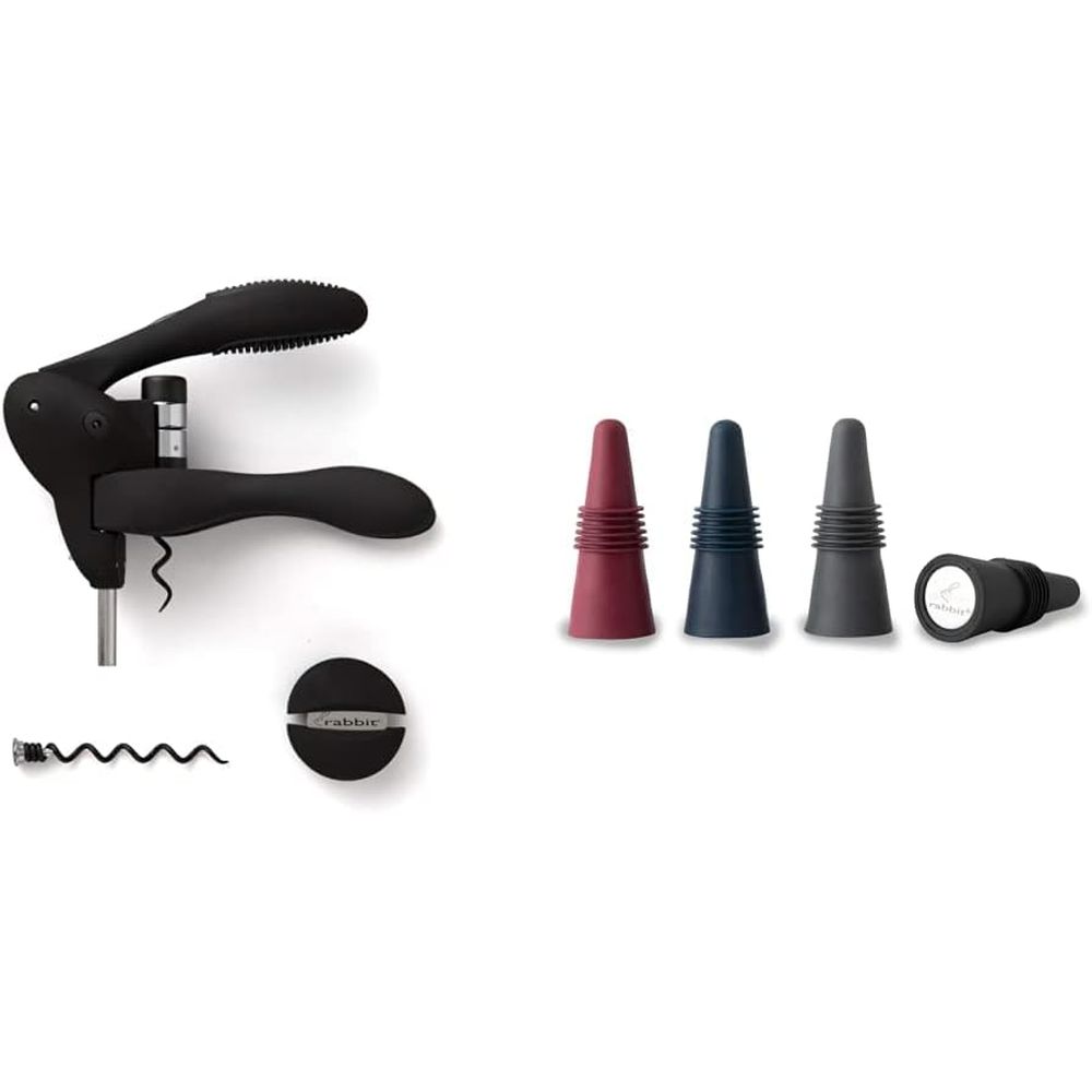 Black Wine Corkscrew with Foil - Bottle Stopper Set 评论和价格