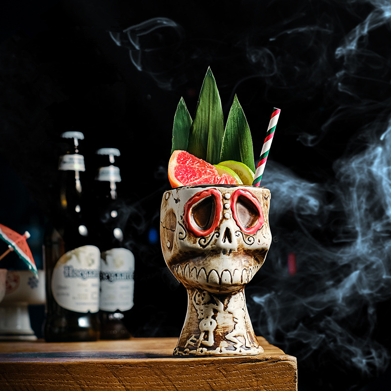 Halloween Skull Ceramic Mug -  - Wine Beer Mixed Drinks 评论和价格