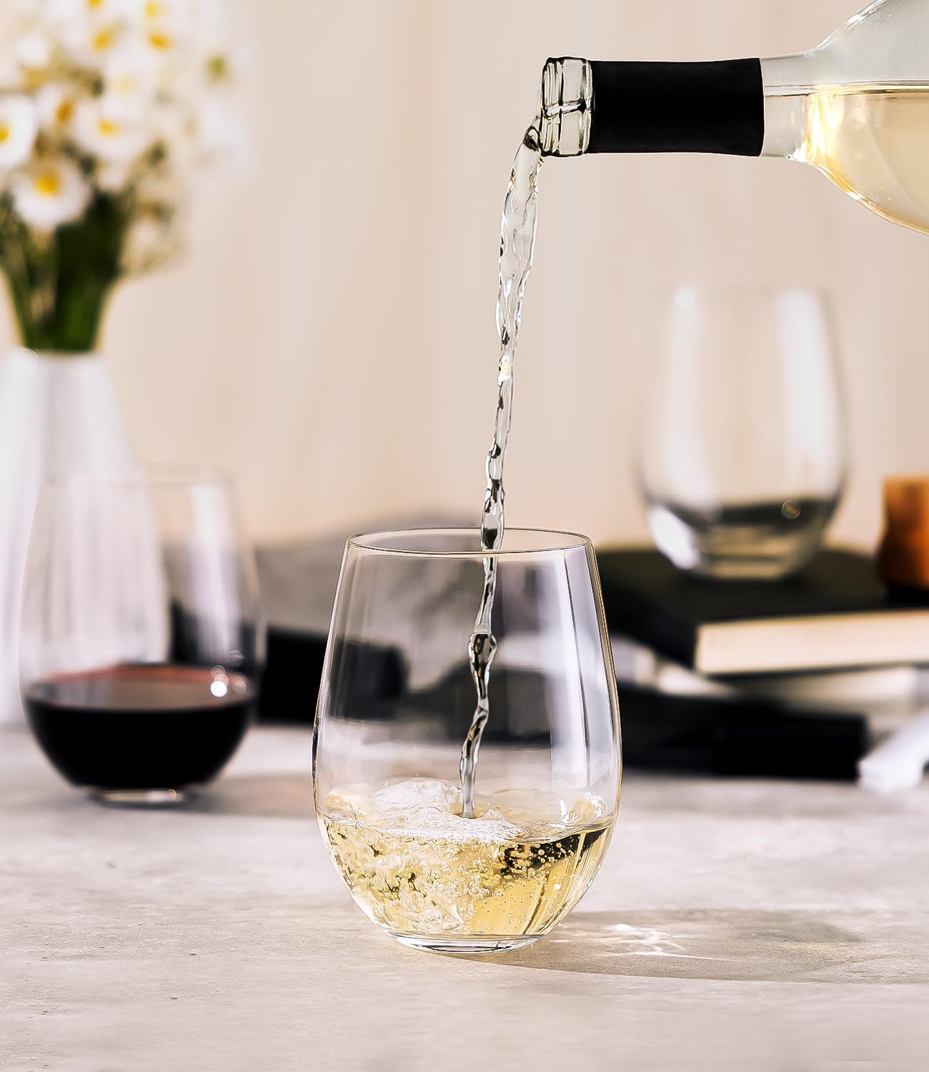 Stemless Wine Glasses Set of 4 - Wine Glass Set Crystal 评论和价格