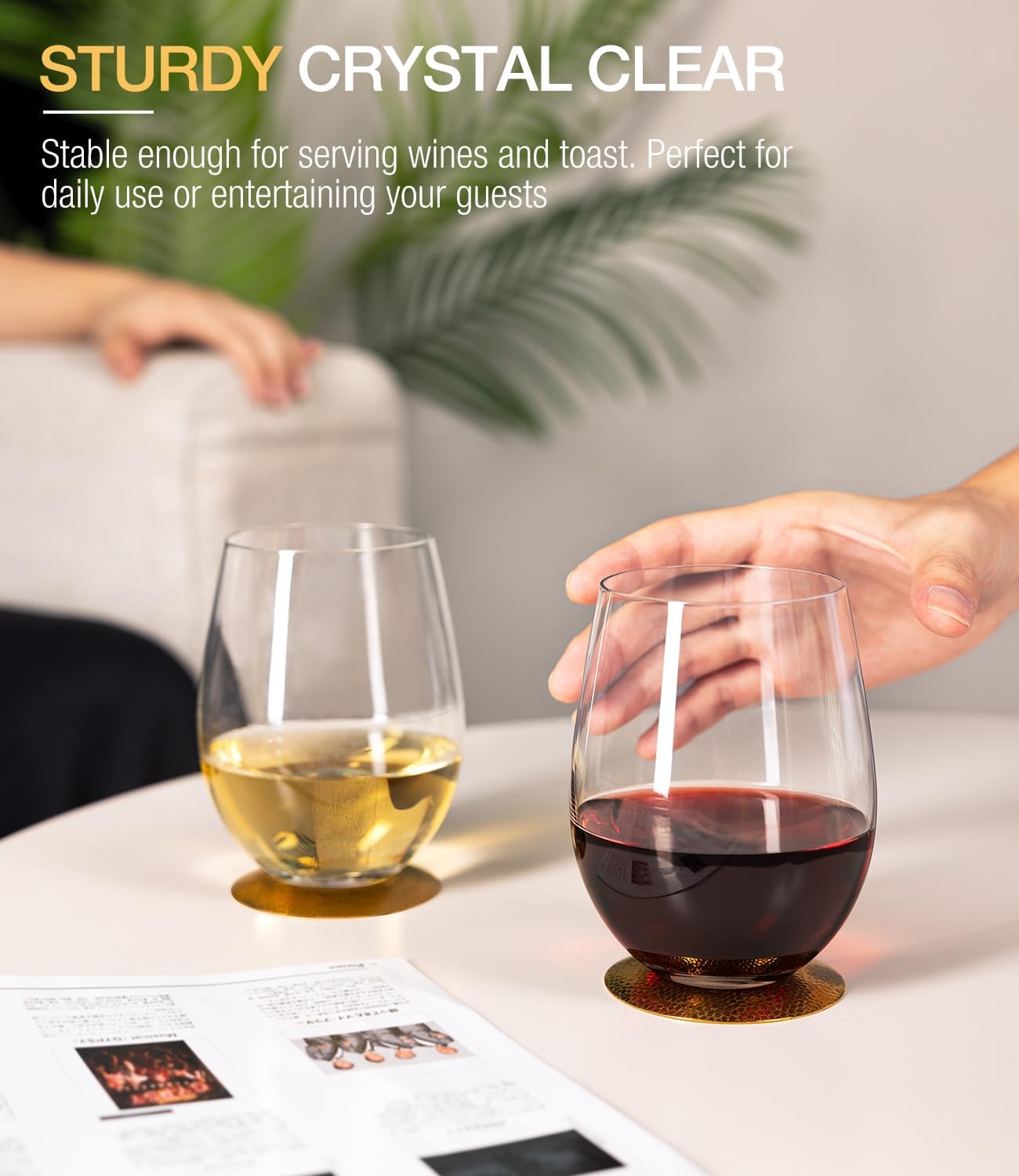 Stemless Wine Glasses Set of 4 - Wine Glass Set Crystal 评论和价格