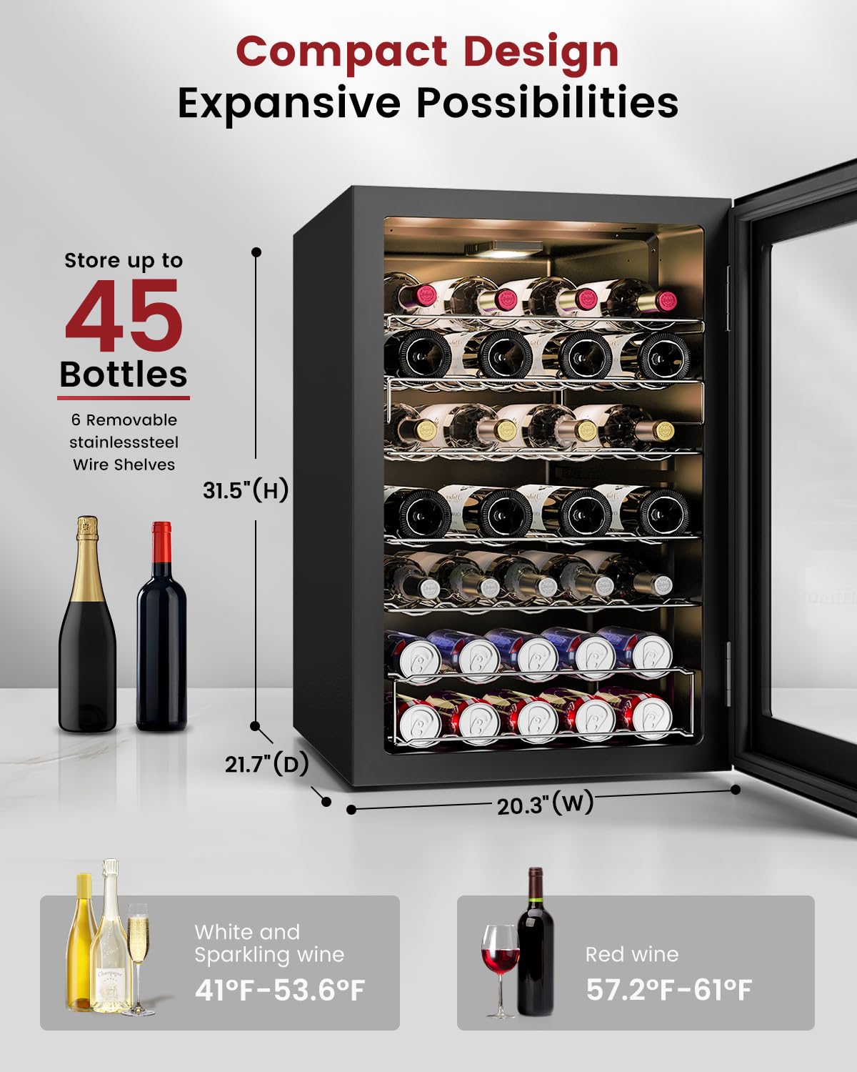 4.5 Cu.Ft Wine Cooler Refriger - Wine Beer Fridge Small 评论和价格