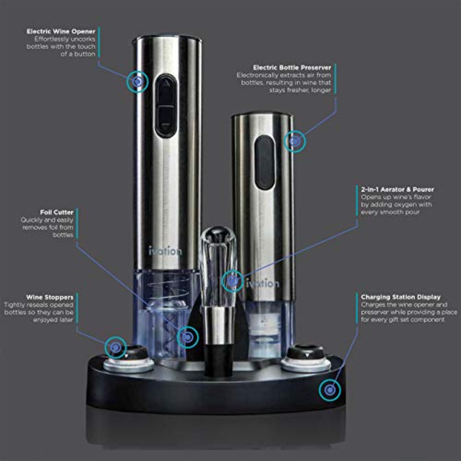 Electric Wine Gift Set Include - Bottle Stopper Set 评论和价格