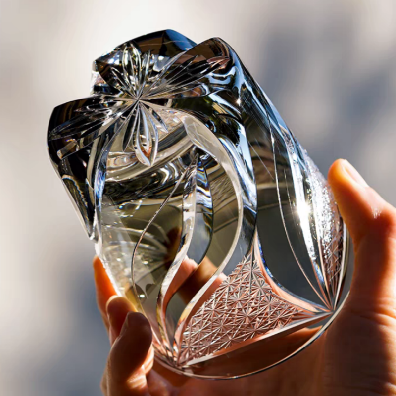Hand Cut To Clear Grey Glass T - Wine Beer Jp 评论和价格