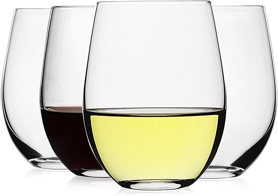 Stemless Wine Glasses Set of 4 - Wine Glass Set Crystal 评论和价格