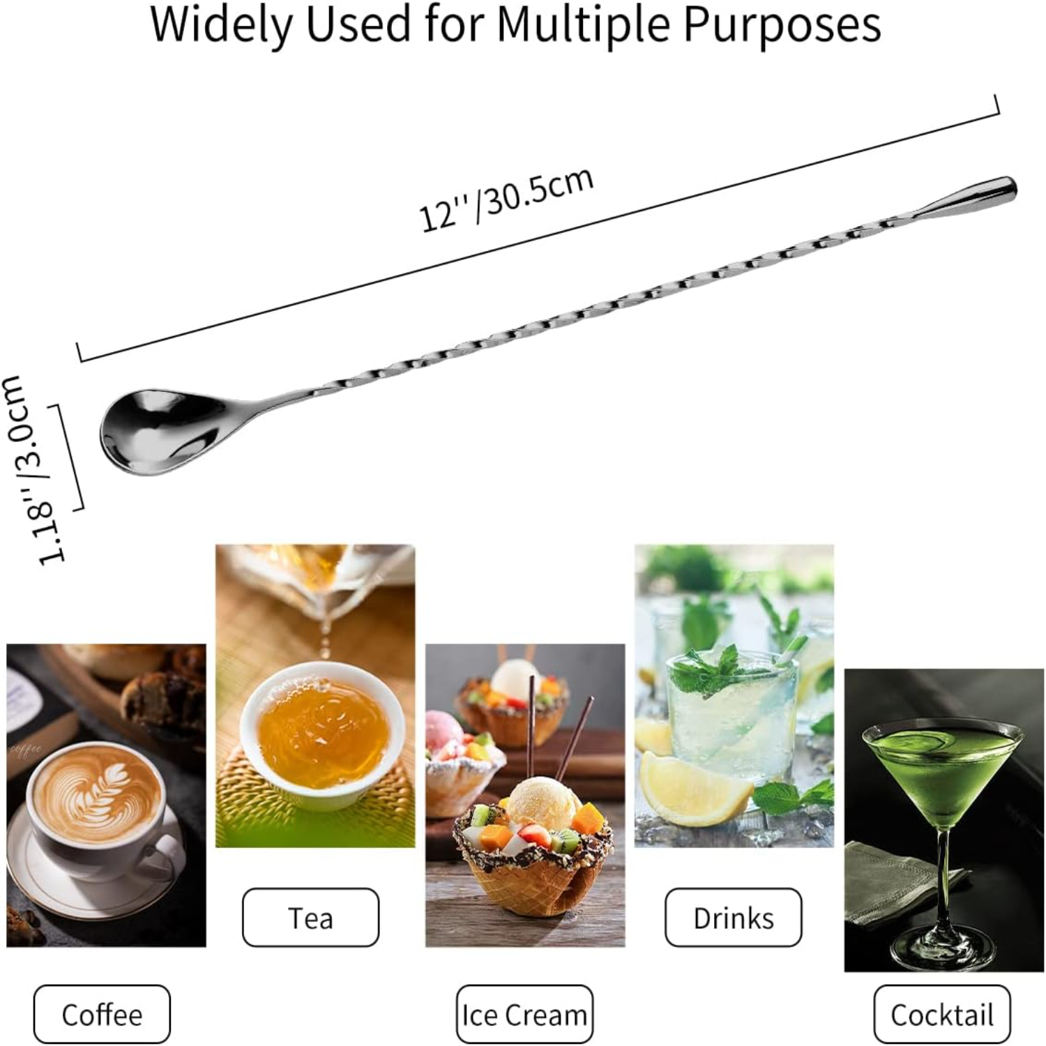 Cocktail Spoon Set of 2 - 12 I - Wine Beer Mix 评论和价格