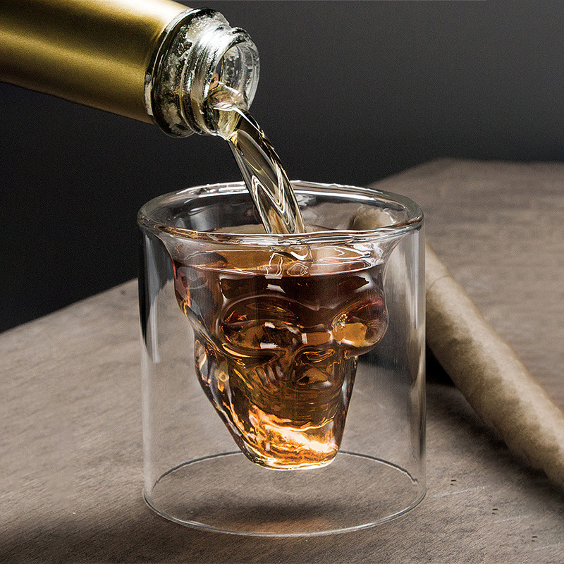 Double Wall Skull Head Glass M - Wine Beer Tequila 评论和价格