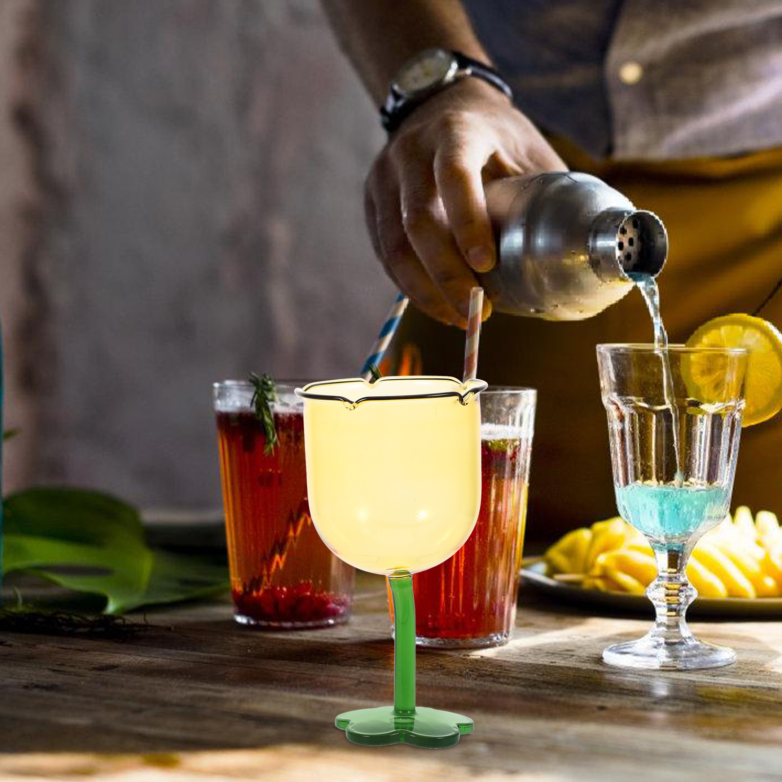 Flower Shape Glass Goblet Wine - Wine Beer Foot 评论和价格